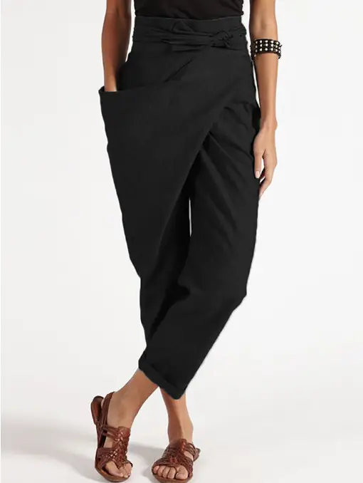 2020 Women's Gray Casual Pants with Drawstring Waist - Image 2