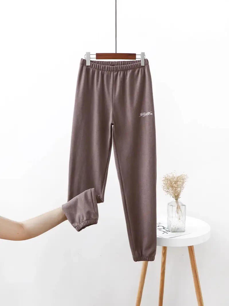 Women's Warm Wide Leg Pants Brown Casual Sports Wear