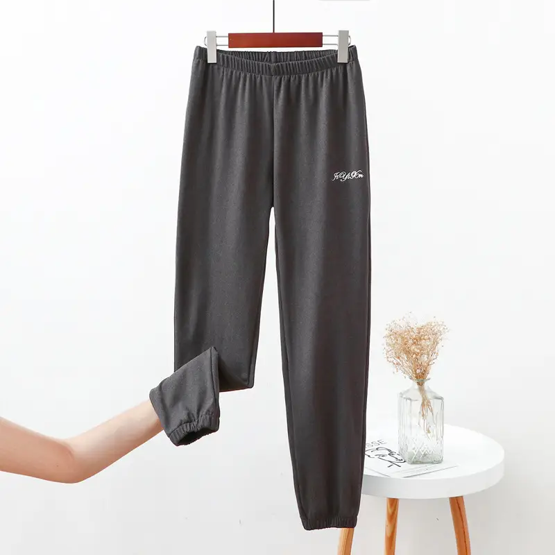 Women's Warm Wide Leg Pants Brown Casual Sports Wear