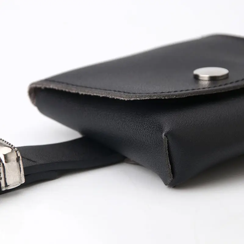 Black Leather Waist Belt with Small Satchel Bag
