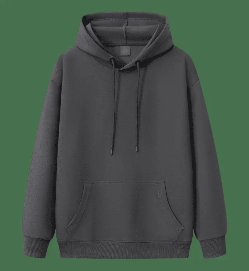 Grey Cotton Hooded Sweatshirt with Drawstring Cap - Image 12