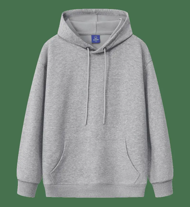 Grey Cotton Hooded Sweatshirt with Drawstring Cap - Image 6