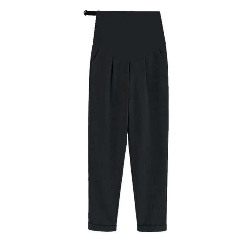 Black Harem Pants 2025 Casual Maternity Wear Loose Fit Nine Point