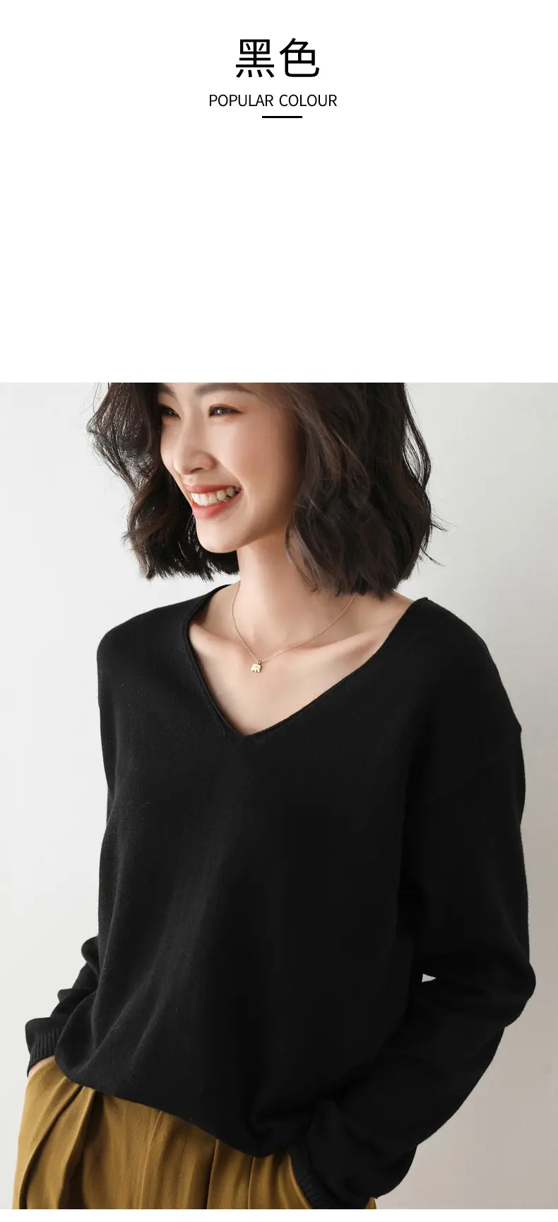 2025 V-Neck Sweater for Women Blue Loose Fit — feature 25