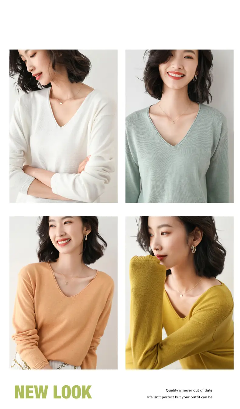 2025 V-Neck Sweater for Women Blue Loose Fit — feature 4