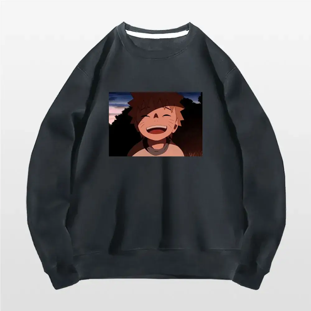 Naruto Graphic Cotton Crewneck Sweater Black