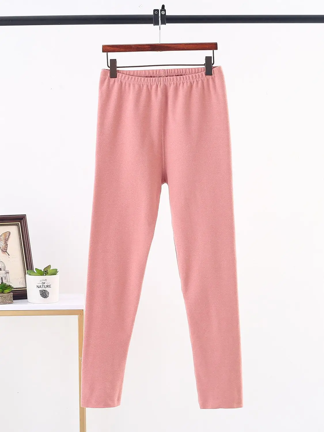 Women Velvet Padded Warm Leggings Pink - Image 9