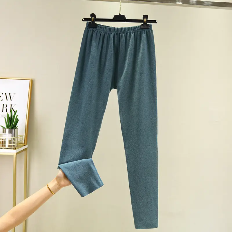 Women Velvet Padded Warm Leggings Pink - Image 5