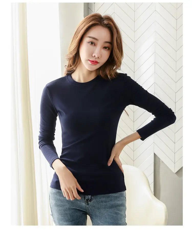 Women Brown Long Sleeve Slim Fit T-Shirt — feature 22