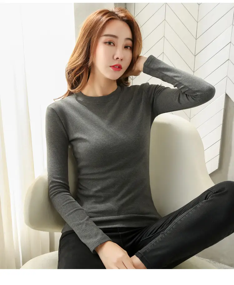 Women Brown Long Sleeve Slim Fit T-Shirt — feature 26