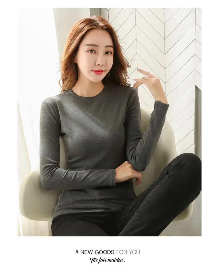 Women Brown Long Sleeve Slim Fit T-Shirt — feature 28