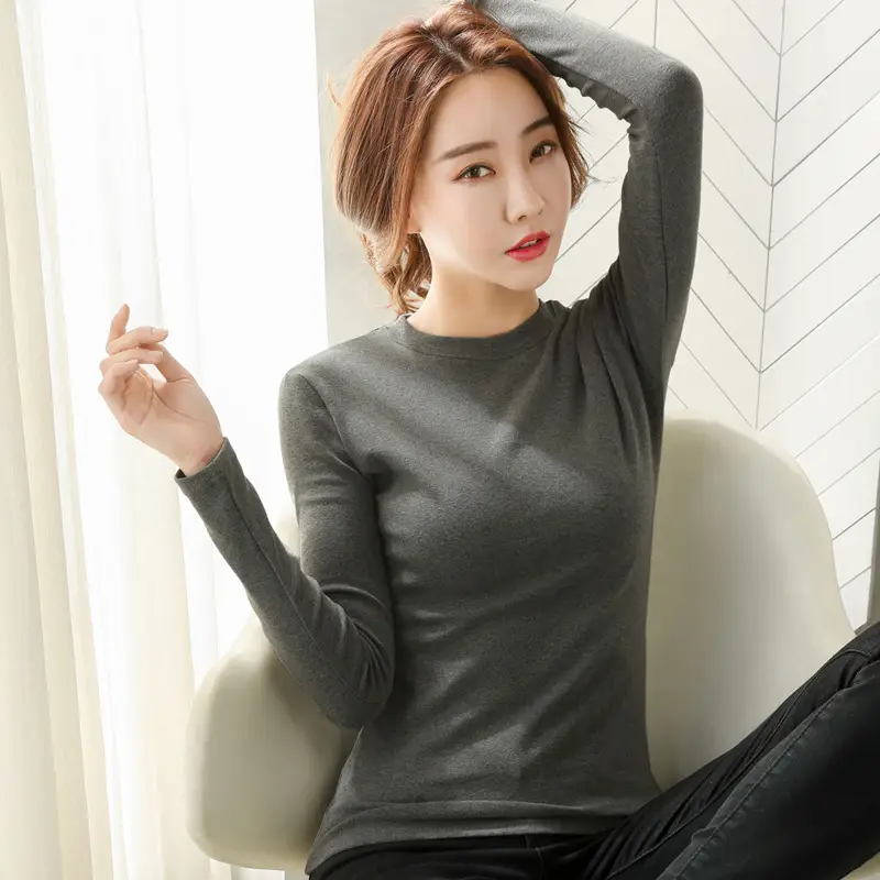 Women Brown Long Sleeve Slim Fit T-Shirt - Image 4
