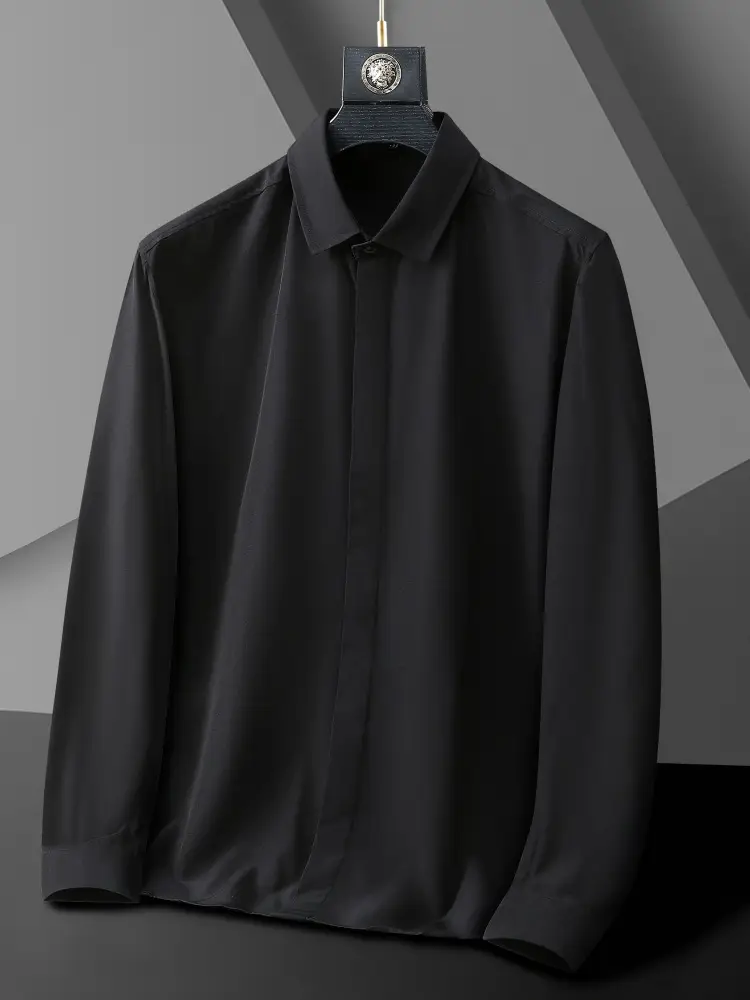 Plus Size Men's Maroon Long Sleeve Shirt - Image 10
