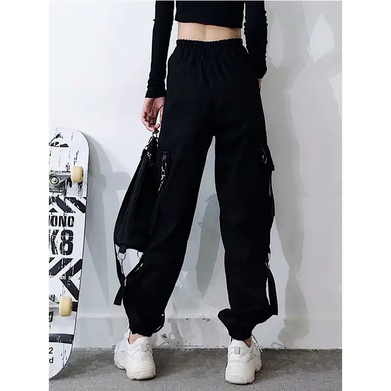 Women Hip Hop Pants Black Slimming Loose Fit