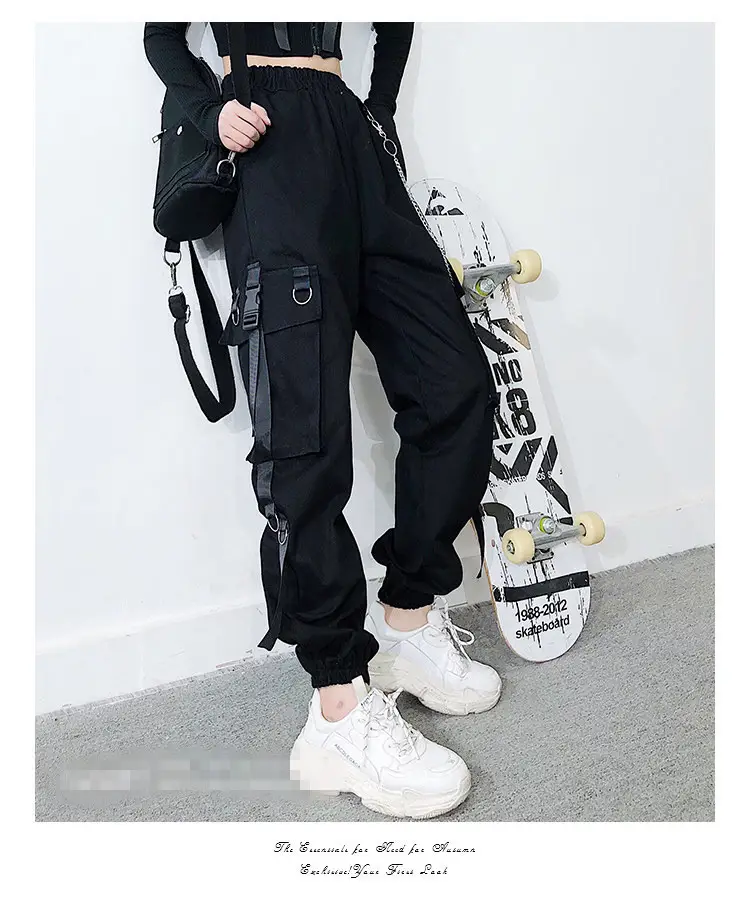 Women Hip Hop Pants Black Slimming Loose Fit — feature 10