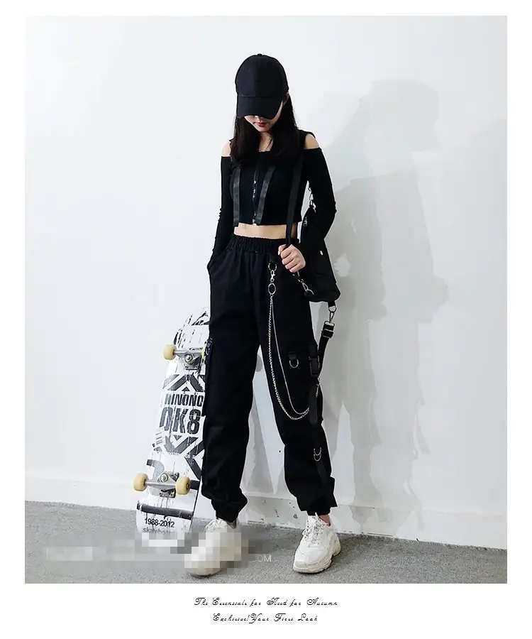 Women Hip Hop Pants Black Slimming Loose Fit — feature 12