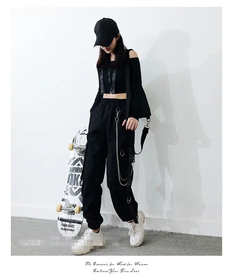 Women Hip Hop Pants Black Slimming Loose Fit — feature 13
