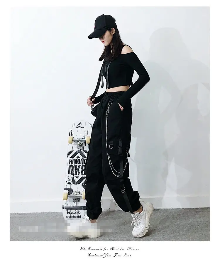 Women Hip Hop Pants Black Slimming Loose Fit — feature 18