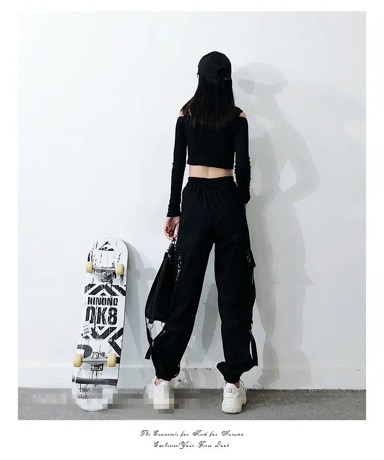 Women Hip Hop Pants Black Slimming Loose Fit — feature 19