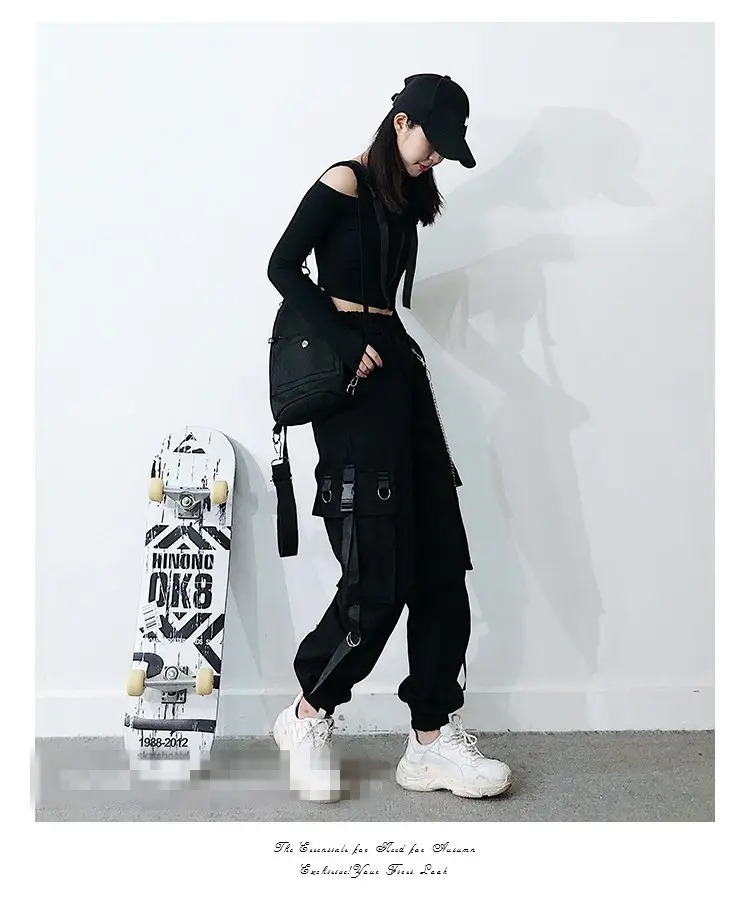 Women Hip Hop Pants Black Slimming Loose Fit — feature 22