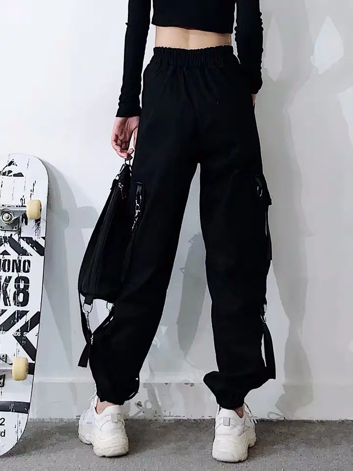 Women Hip Hop Pants Black Slimming Loose Fit — feature 4