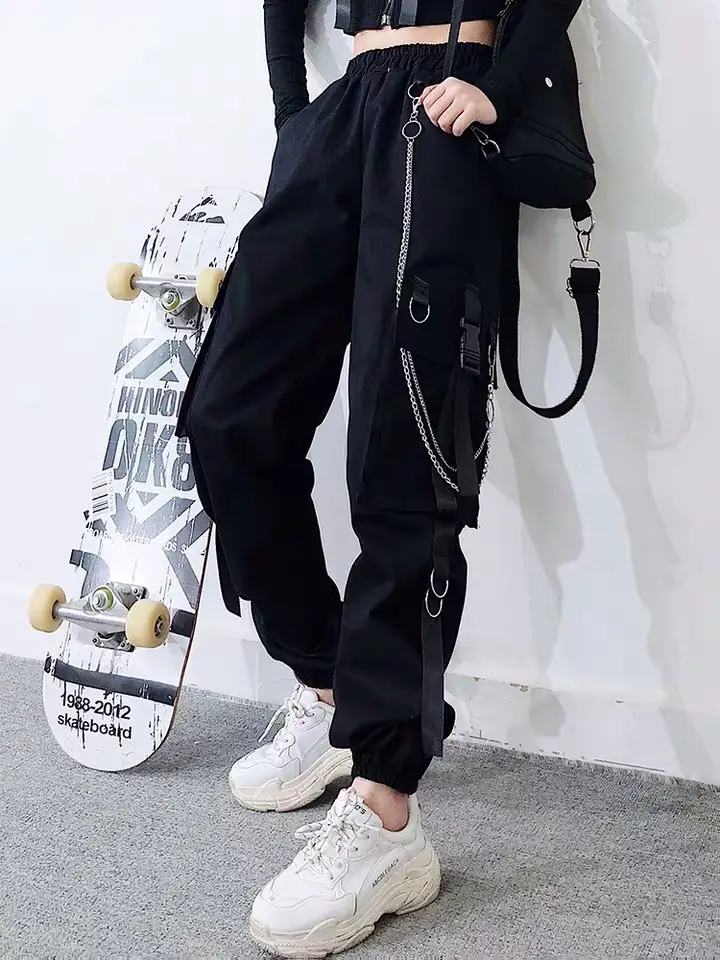 Women Hip Hop Pants Black Slimming Loose Fit — feature 5