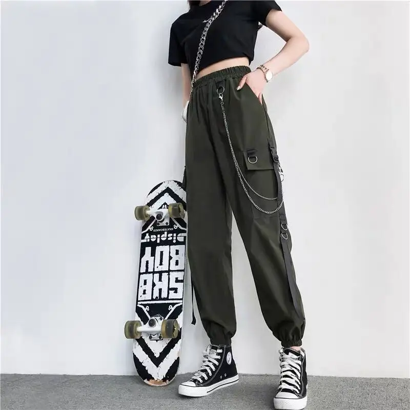 Women Hip Hop Pants Black Slimming Loose Fit