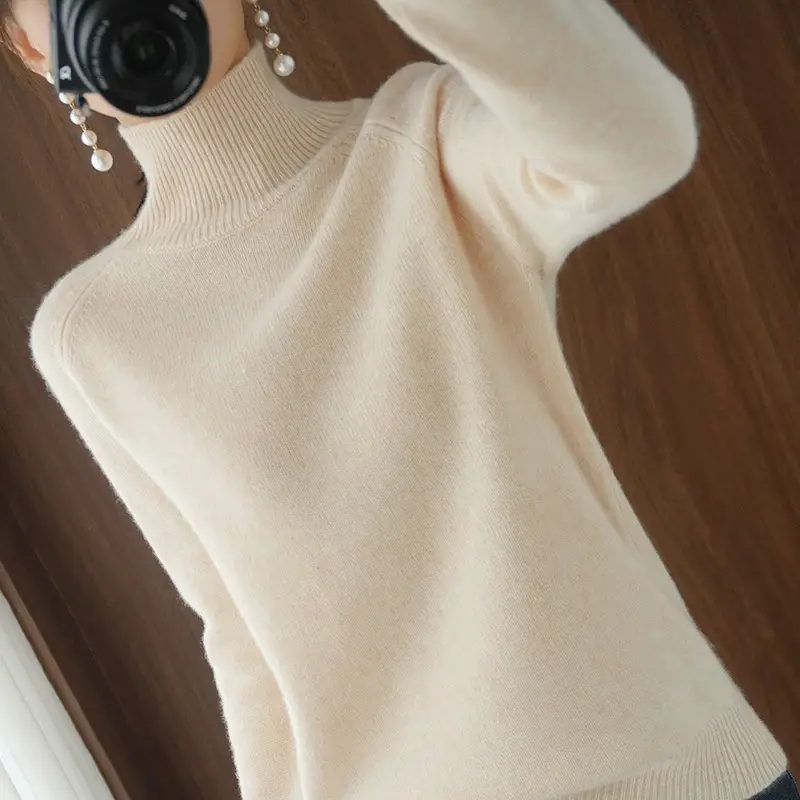 Women's Purple Knit Turtleneck Long Sleeve Pullover - Image 11