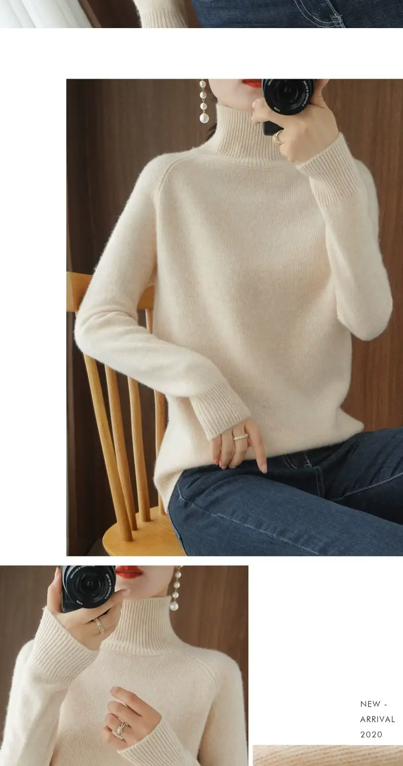 Women's Purple Knit Turtleneck Long Sleeve Pullover — feature 10