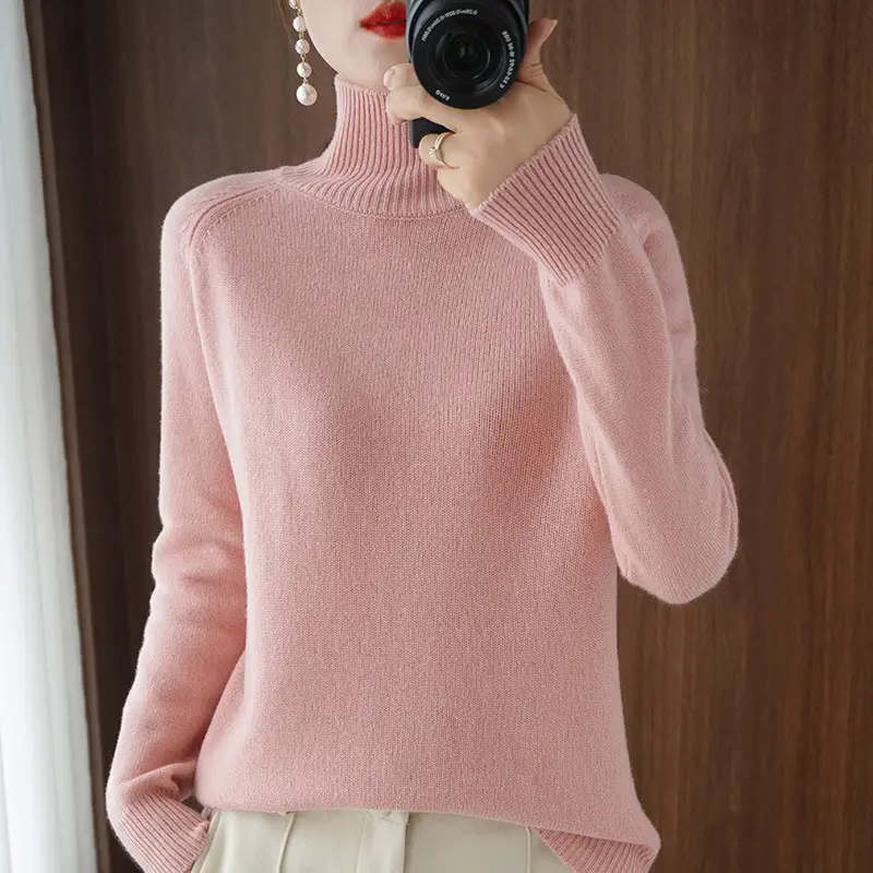Women's Purple Knit Turtleneck Long Sleeve Pullover - Image 5