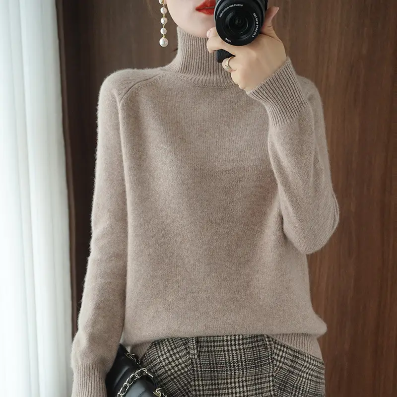 Women's Purple Knit Turtleneck Long Sleeve Pullover - Image 8