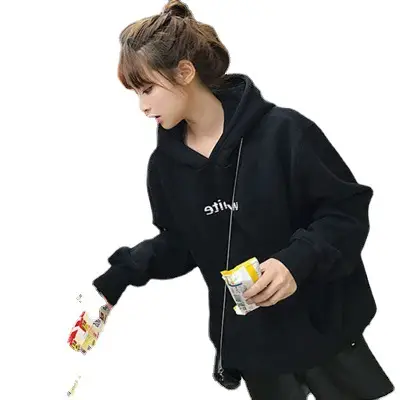 Women Korean Hoodie White Fleece Long Sleeve - Image 7