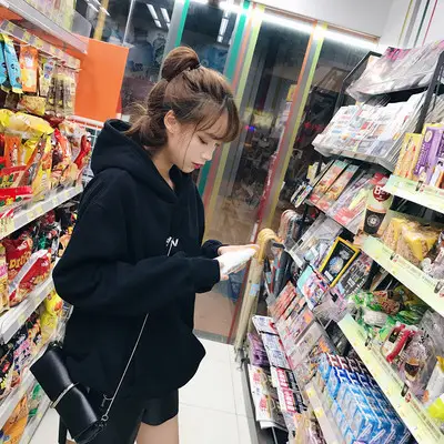 Women Korean Hoodie White Fleece Long Sleeve - Image 2