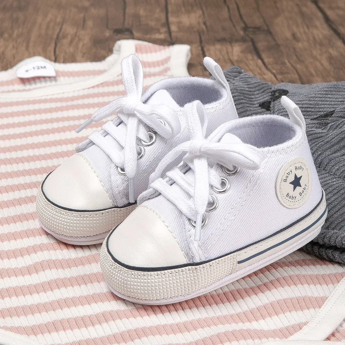 2020 New Baby Canvas Shoes White Non-Slip Rubber