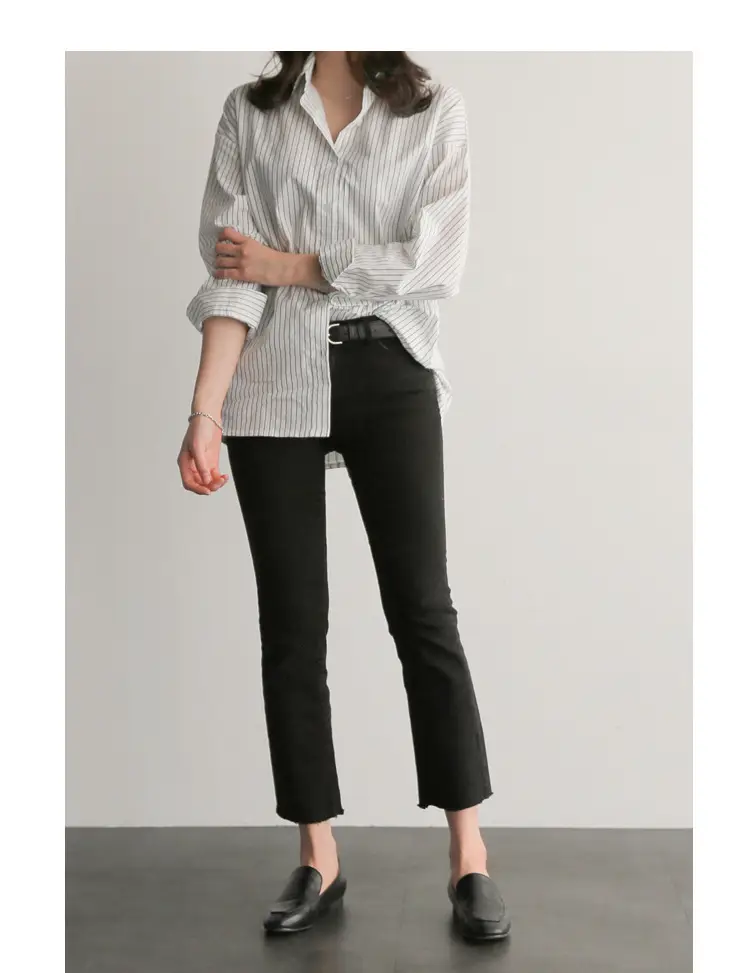 Women Blue Striped Long Sleeve Shirt Large — feature 10