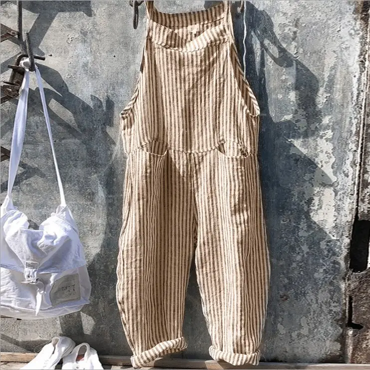 Women Strap Striped Wide Leg Pants Set - Image 11