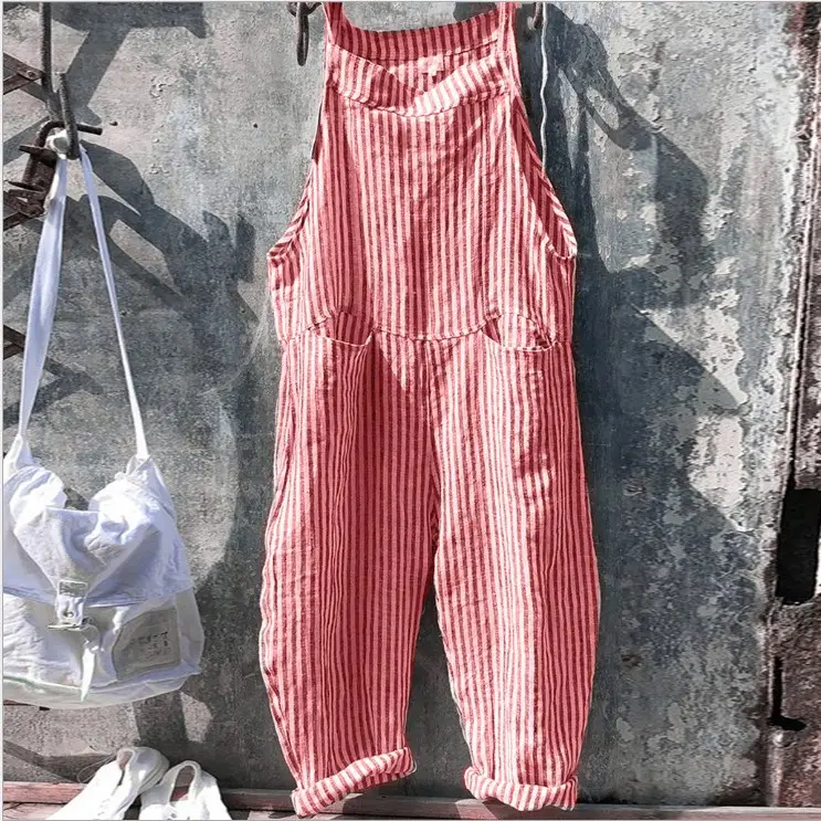 Women Strap Striped Wide Leg Pants Set - Image 2