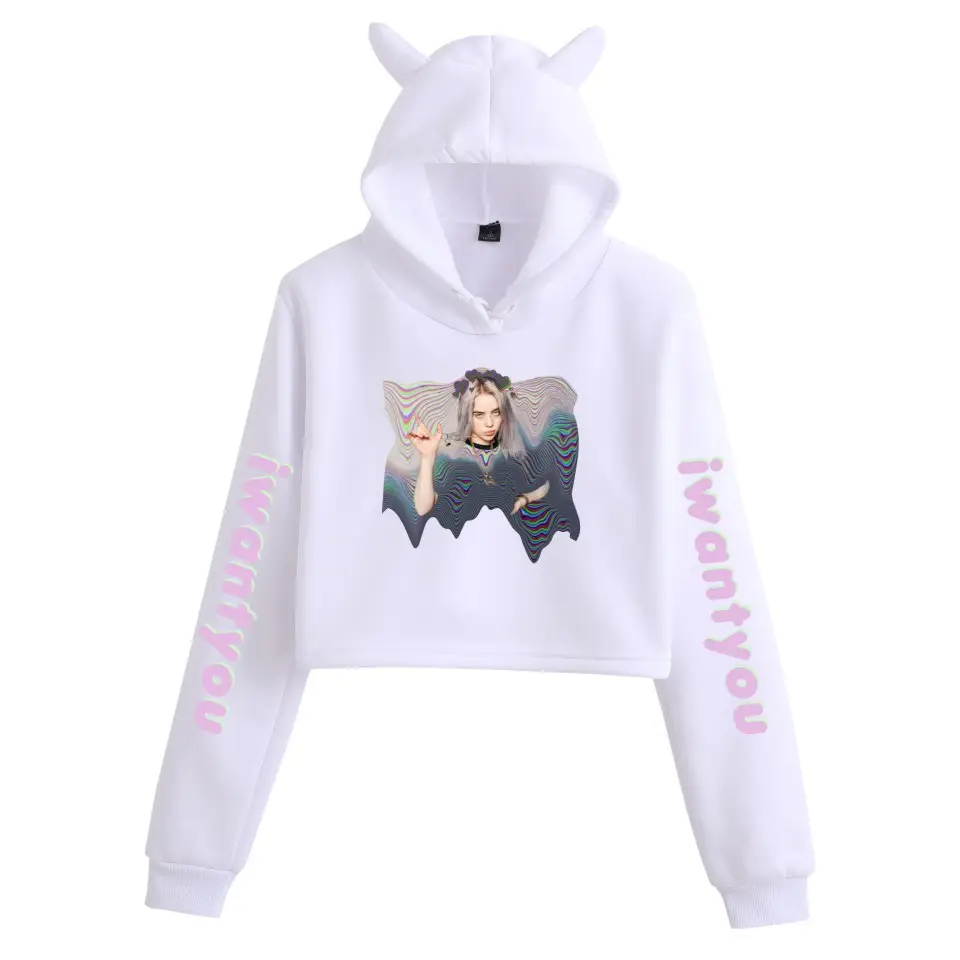 Billie Eilis Hooded Sweatshirt Black Cat Ear Design