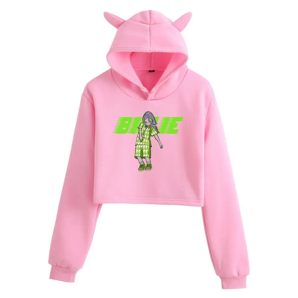 Billie Eilis Hooded Sweatshirt Black Cat Ear Design