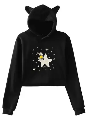 Billie Eilis Hooded Sweatshirt Black Cat Ear Design