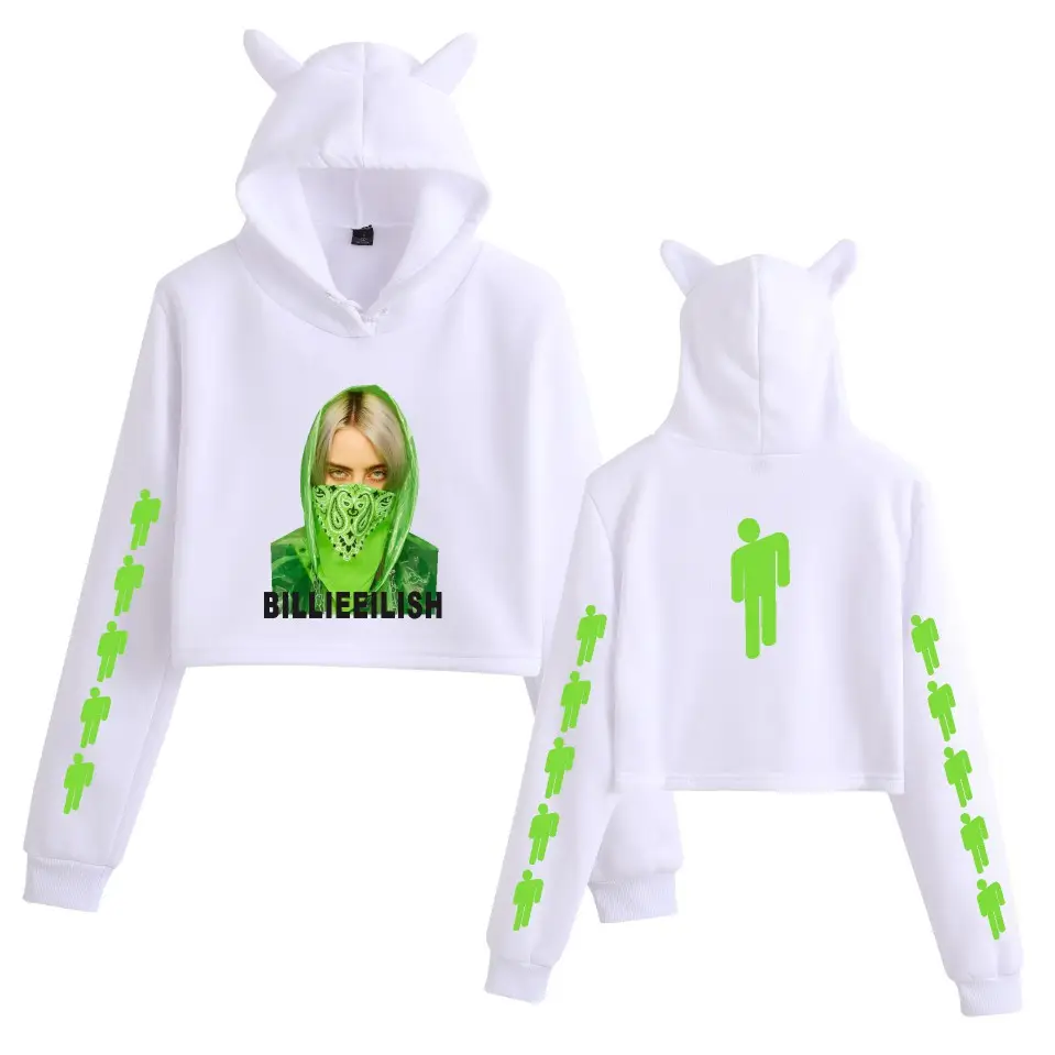 Billie Eilis Hooded Sweatshirt Black Cat Ear Design