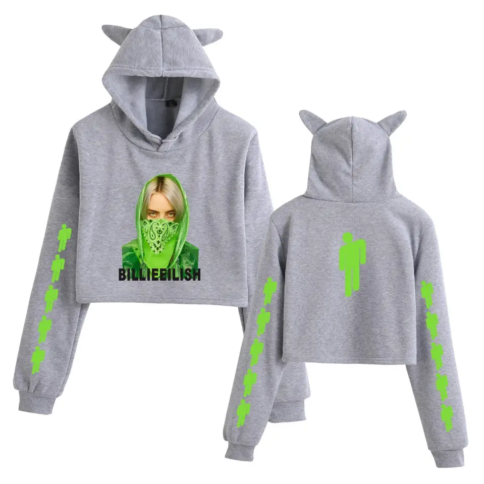 Billie Eilis Hooded Sweatshirt Black Cat Ear Design