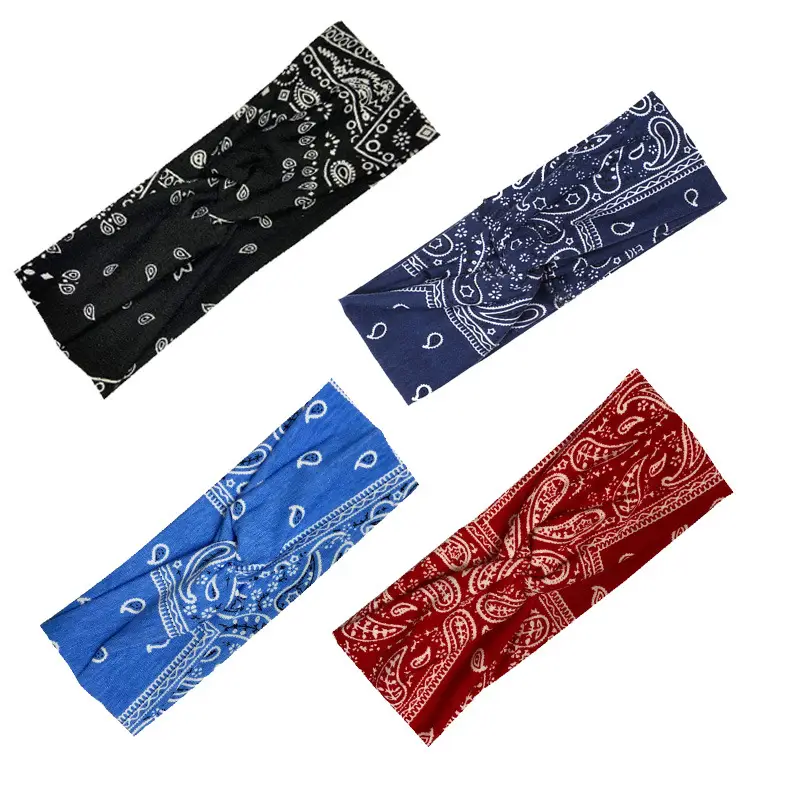 Women European American Printed Hair Band Cashew Cross Wide Side Wash Face
