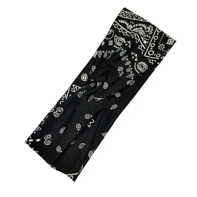 Women European American Printed Hair Band Cashew Cross Wide Side Wash Face