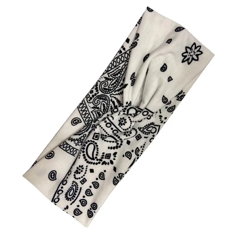 Women European American Printed Hair Band Cashew Cross Wide Side Wash Face
