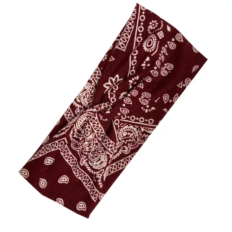 Women European American Printed Hair Band Cashew Cross Wide Side Wash Face