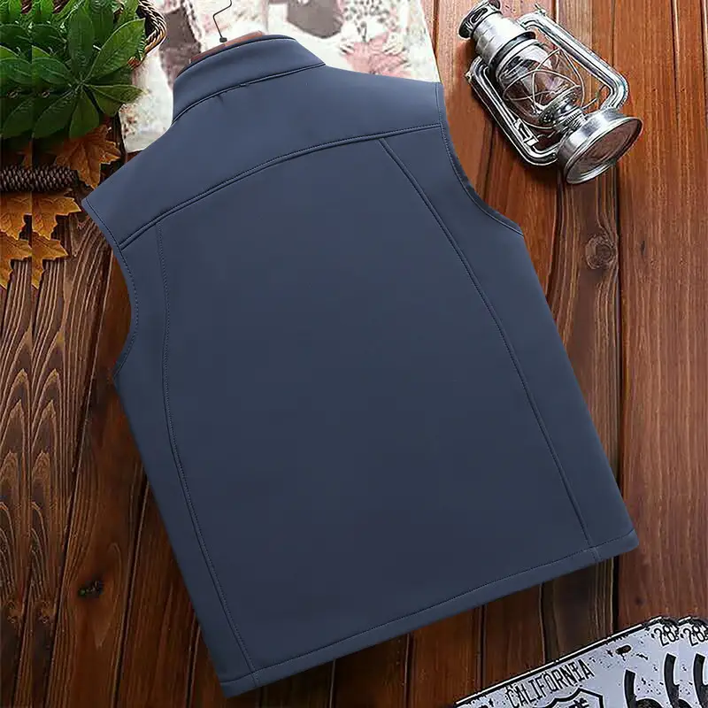 Men's Fleece Vest Navy Blue Plus Size - Image 7