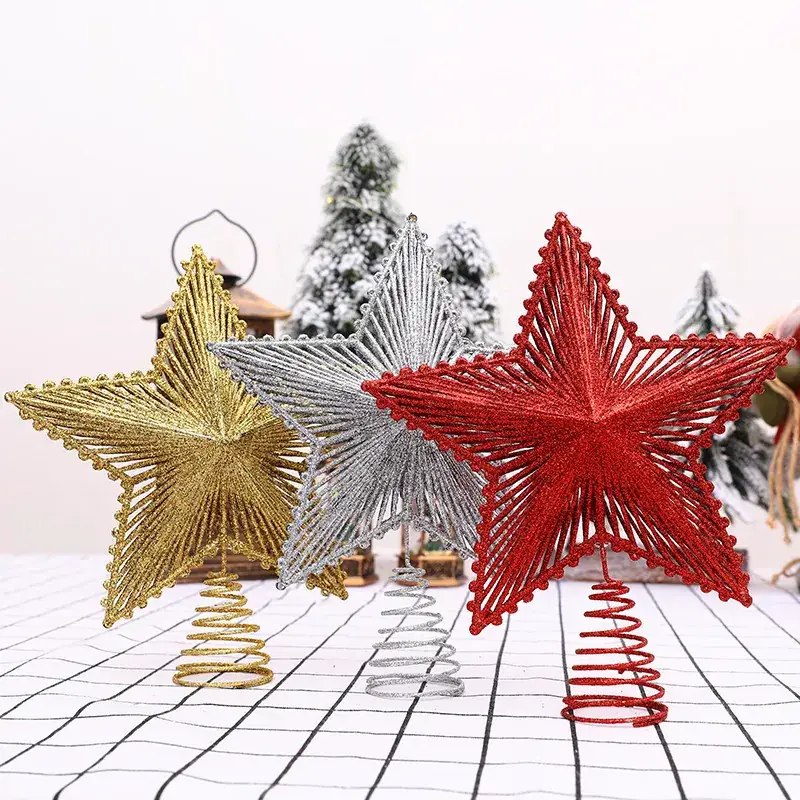 Red Five-Pointed Star Tree Top Decor - Image 5