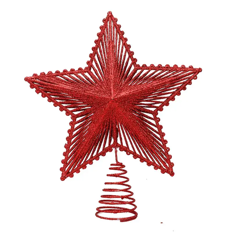 Red Five-Pointed Star Tree Top Decor - Image 8