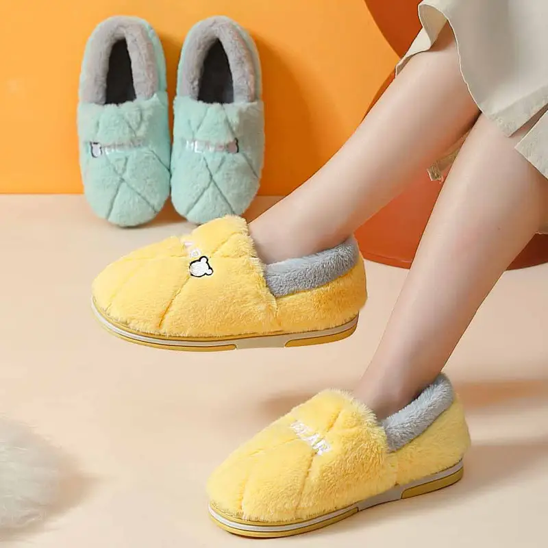 Large Size Pineapple Cotton Slippers for Men, Winter Closed-Back Men's Plush Slippers, Indoor Home Use Plush Cotton Shoes, Winter Wholesale - Image 5